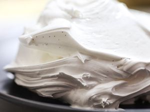 A mound of Swiss meringue on a plate