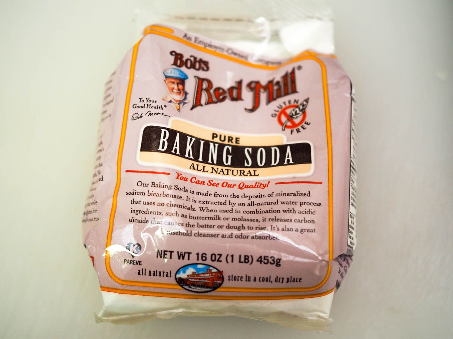 A bag of Bob's Red Mill baking soda.