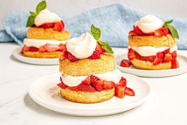 Three strawberry shortcakes