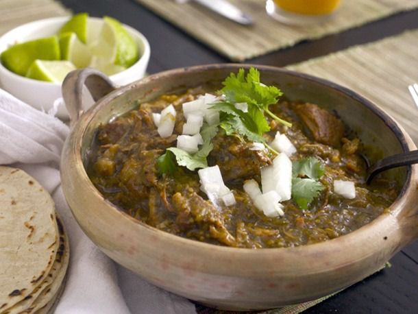 A bowl of chile verde with pork