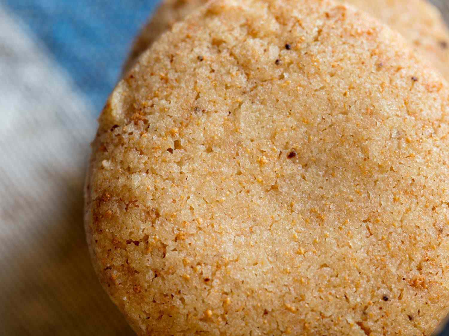 Close up of a brown butter shortbread cookie.
