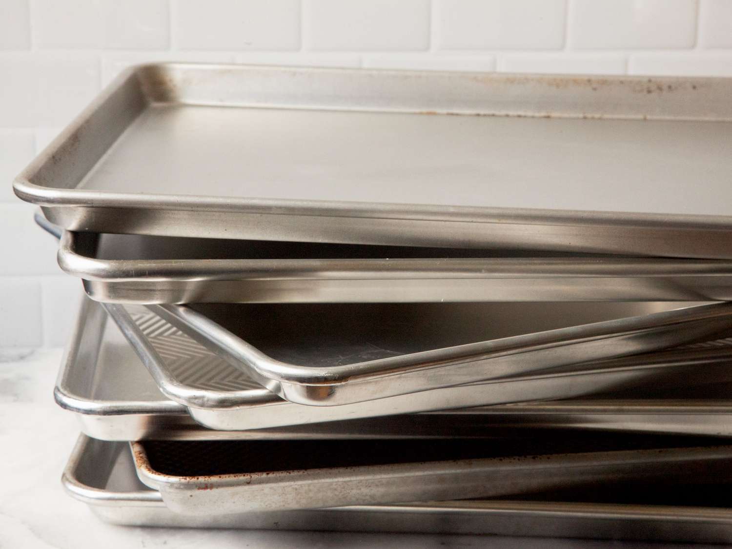 a stack of half sheet pans