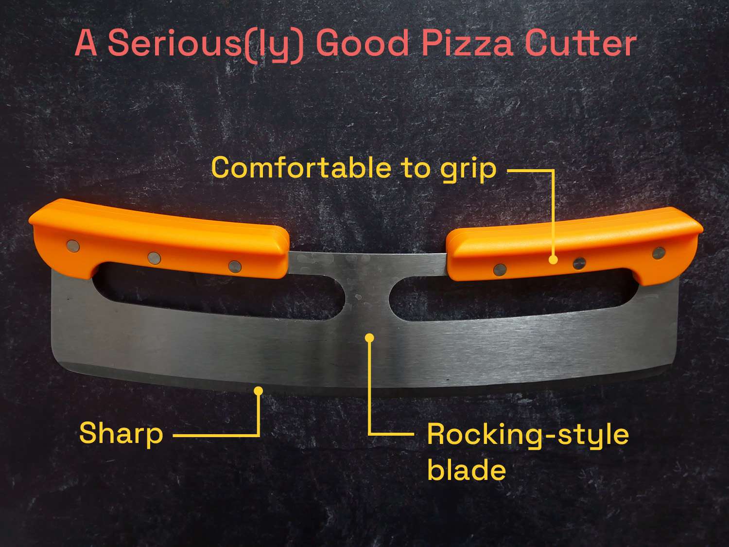 a seriously good pizza cutter: sharp, rocking-style blade, comfortable to grip
