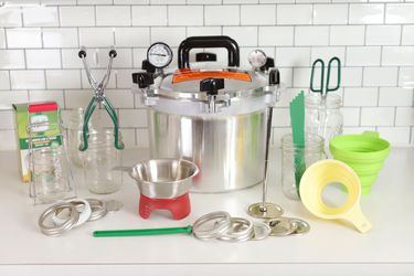 various canning products on a kitchen countertop