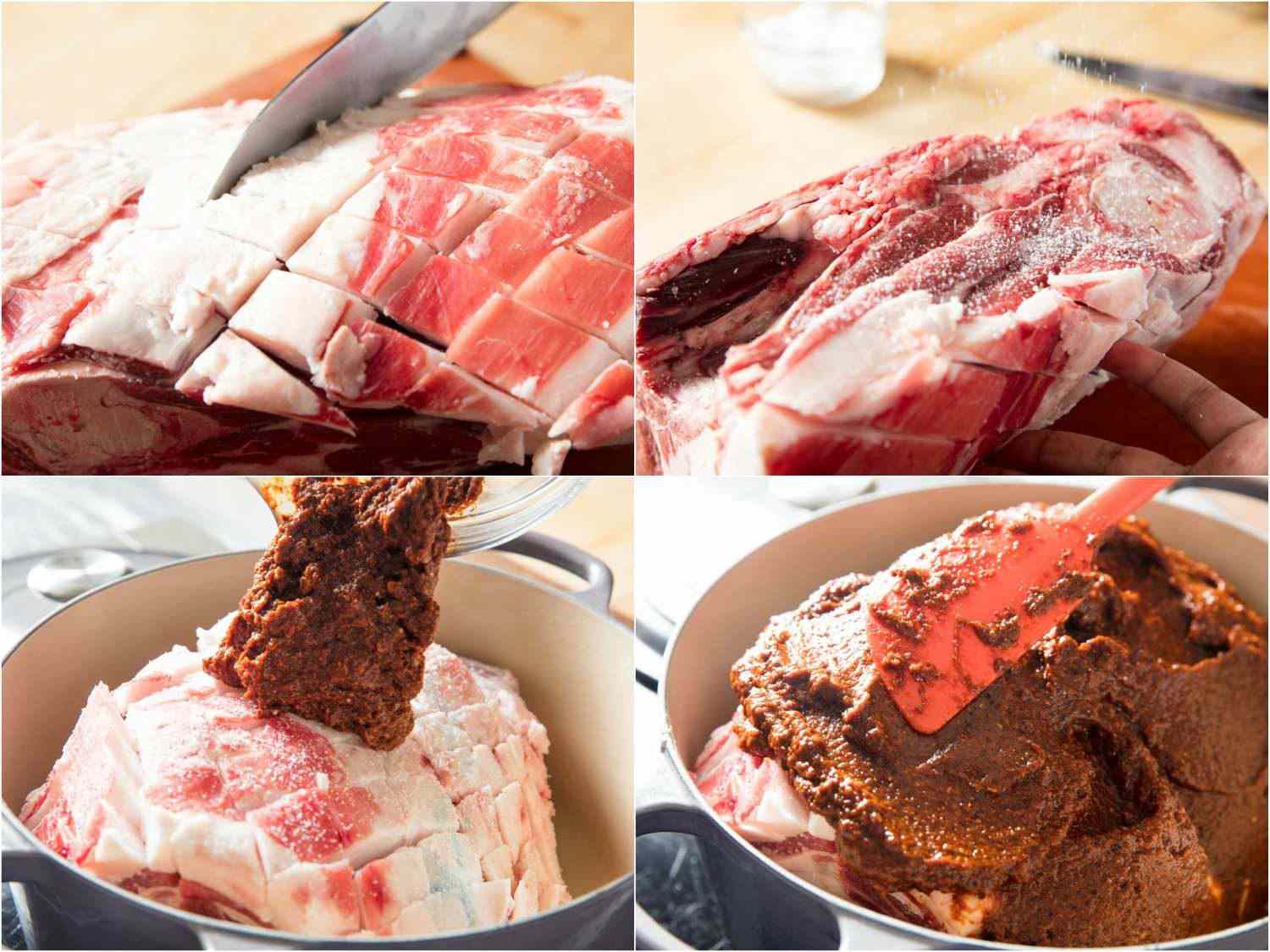 在红肉里涂的肉，准备好了，红肉，红肉，用辣椒，用辣椒酱粉，用辣椒酱粉搅拌