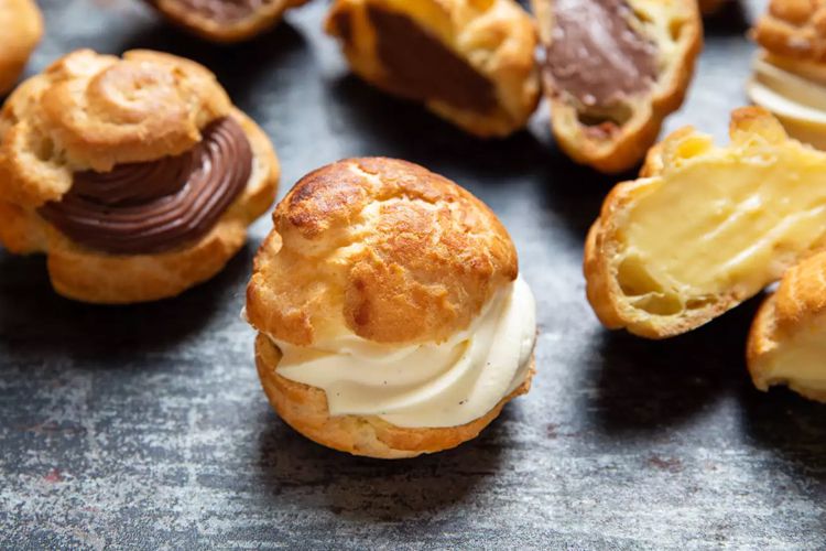 Overhead view of cream puffs