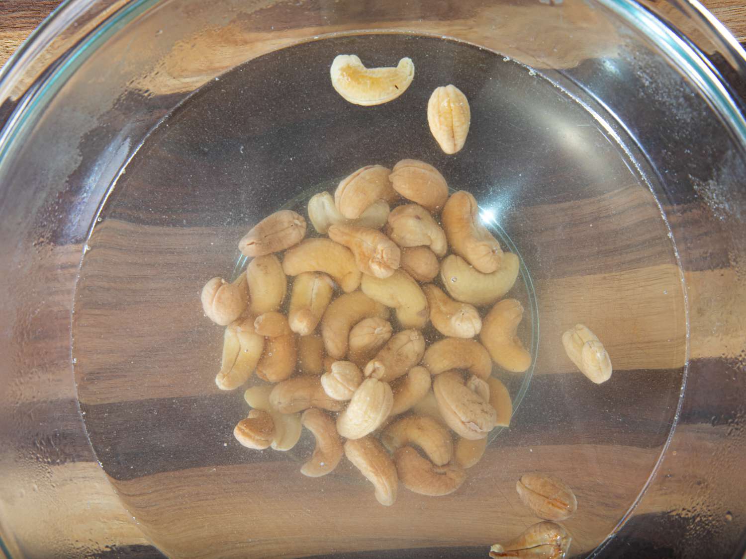 Cashews soaking in water