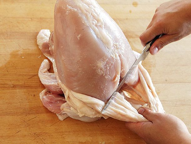用一个只需用一个乳膏的火鸡，用火鸡的喉咙，把它放进火鸡身上。
