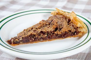 Side angle view of Chocolate Pecan Galette