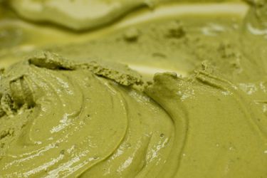 Close-up of freshing churned matcha ice cream