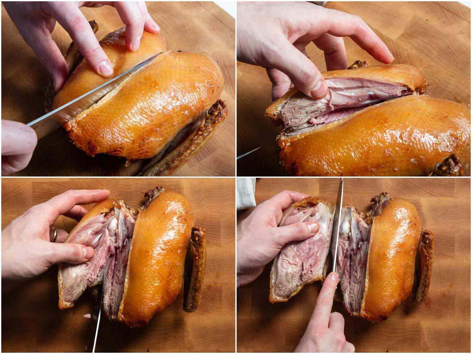 照片拼贴显示的过程，切下鸭胸后的皇冠烤。