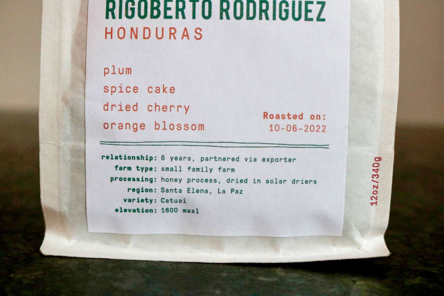 a closeup look at a coffee label