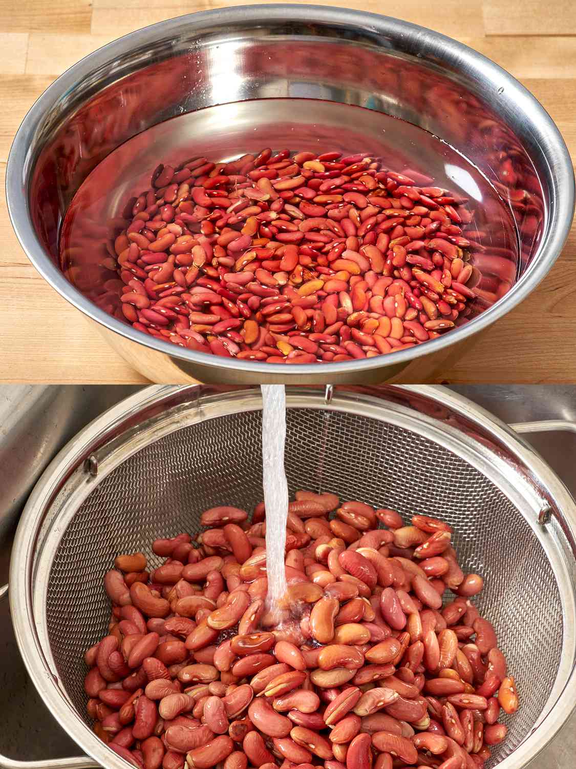 将红豆放入一大锅水中，然后漂洗，沥干水分。gydF4y2Ba
