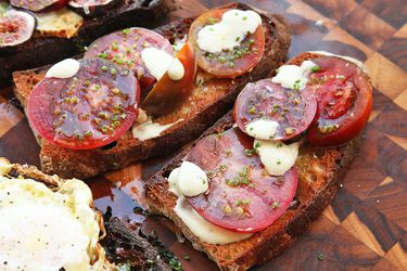 Tomato, Alli-oli, and Chive Tartine