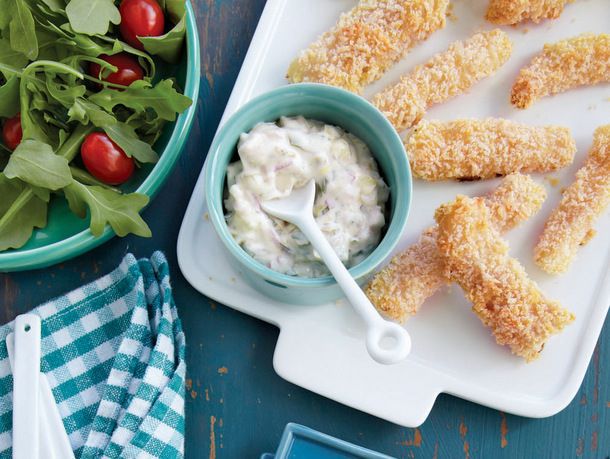 Oven-Fried Fish Sticks with Tartar Sauce