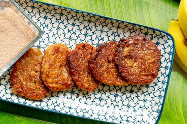 Overhead view of banana fritters