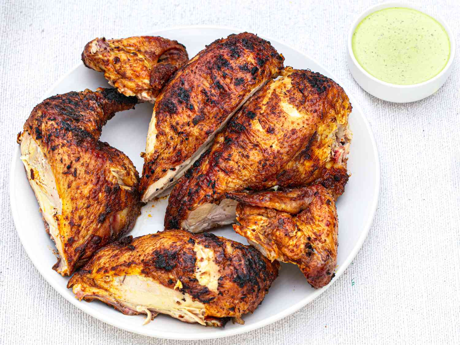 Peruvian-style grilled chicken with green sauce