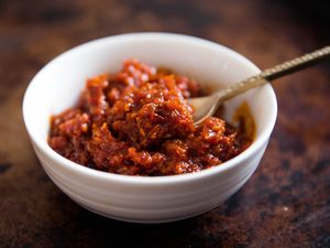 A bowl of sambal, one of many styles of Indonesian chile pastes.