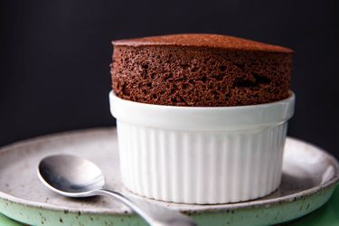 A chocolate soufflé in a ramakin