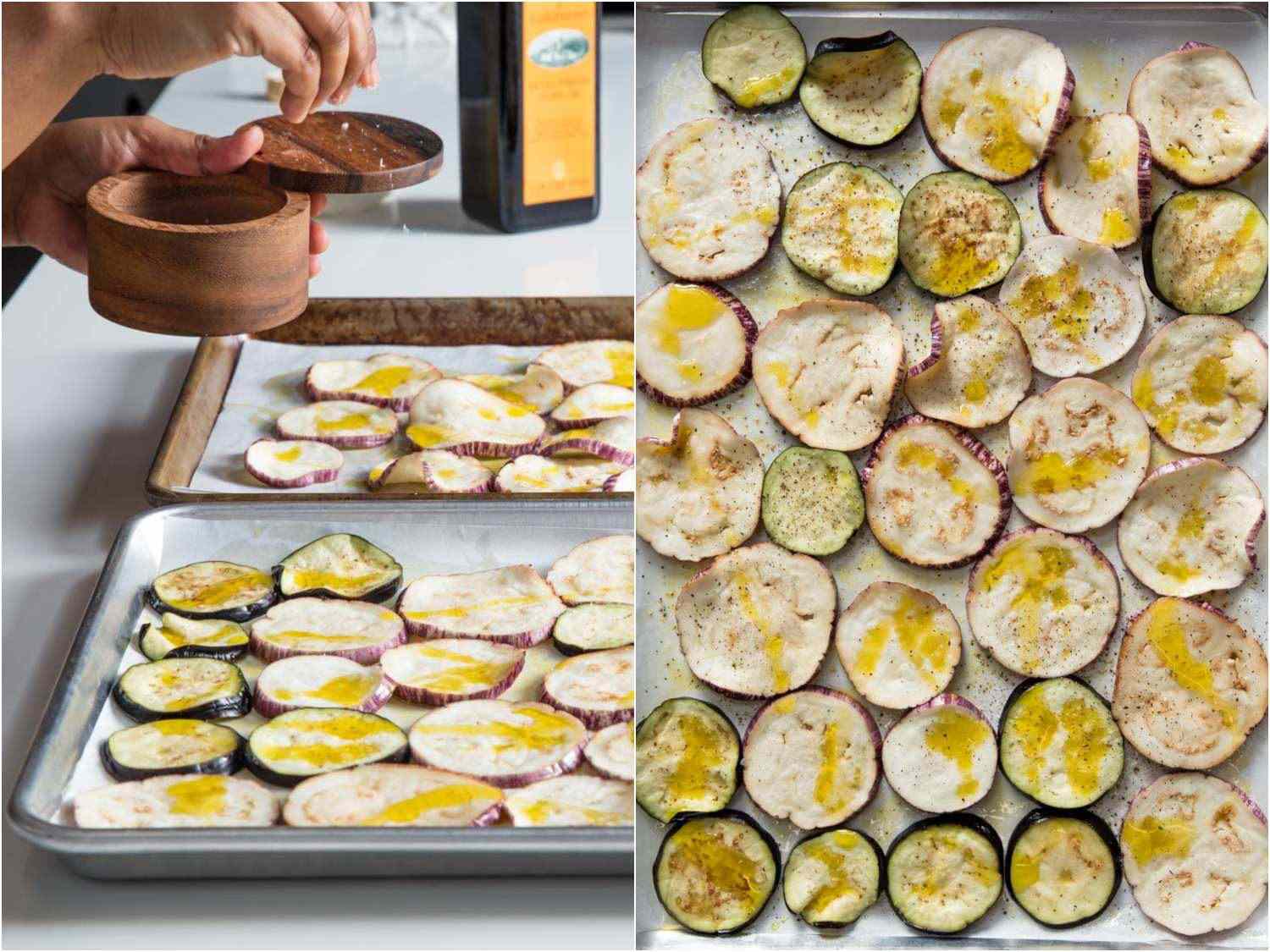 Collage of prepping eggplant for eggplant tart