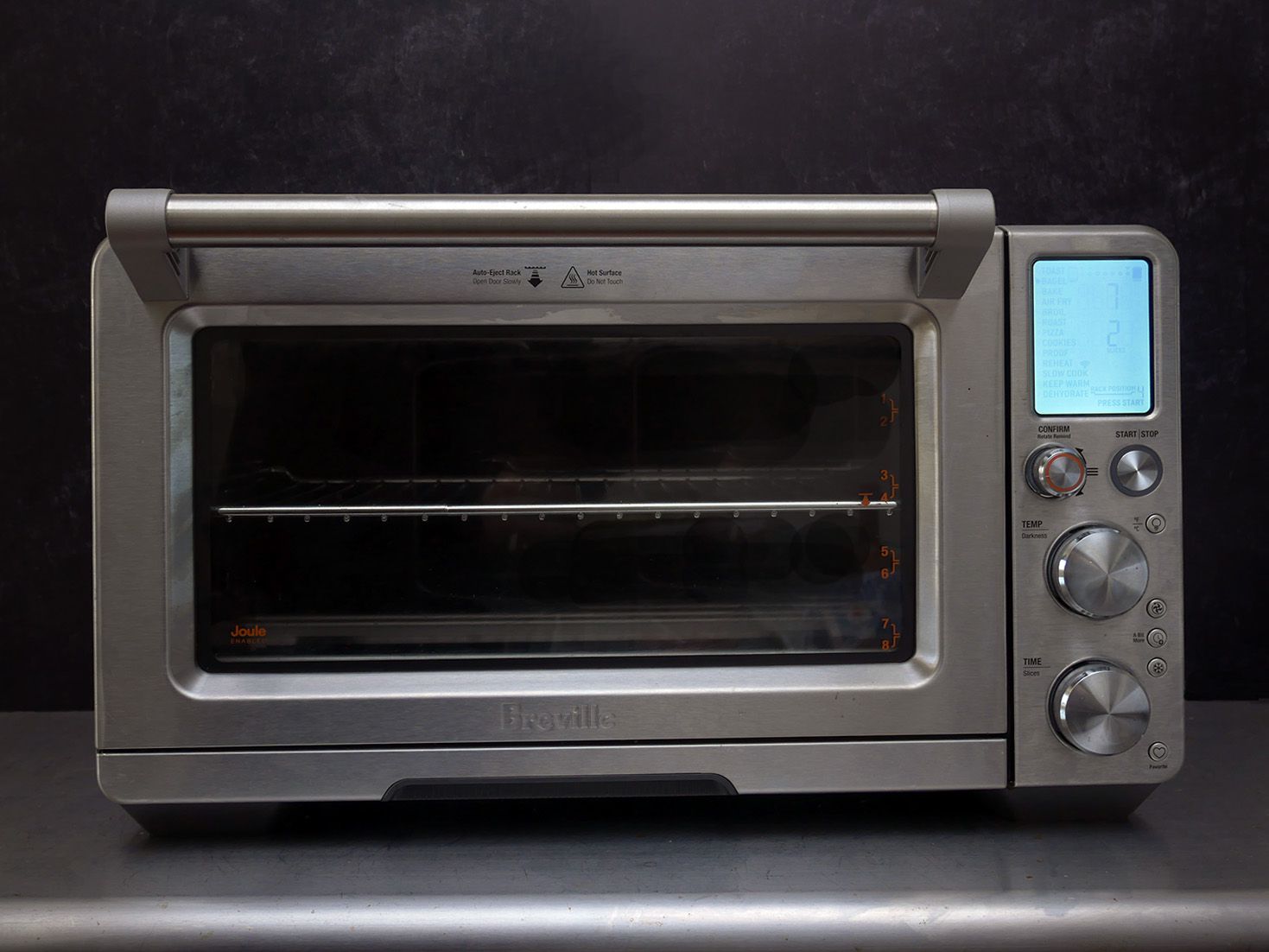 breville oven with black backdrop