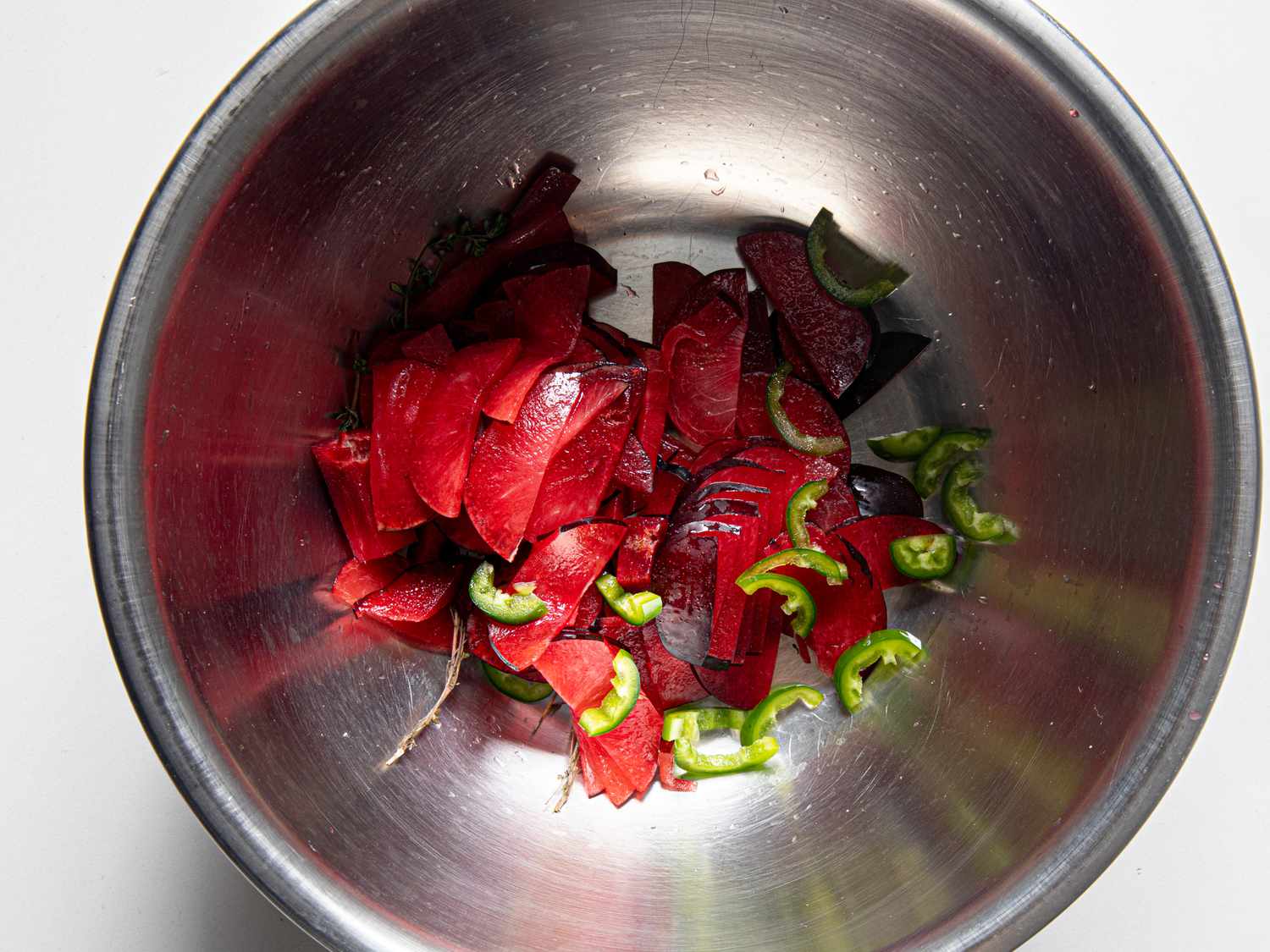 Ingredients for infused water in a bowl