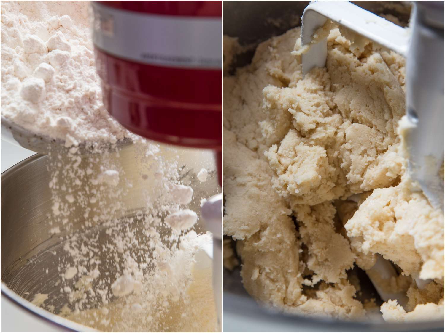 加入面粉到士力饼干面团中，用搅拌器搅拌。gydF4y2Ba