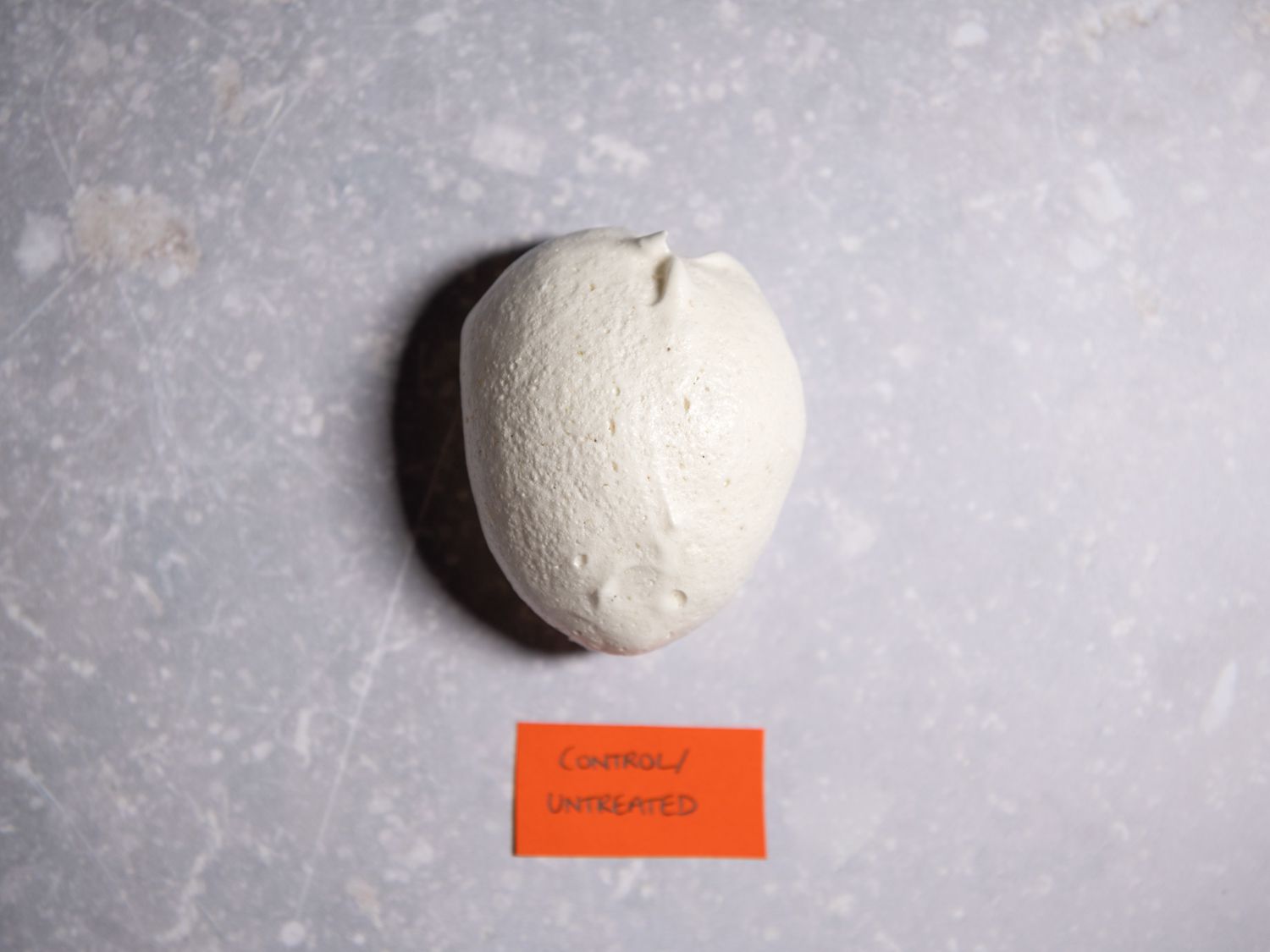 a test of plain aquafaba baked into a meringue