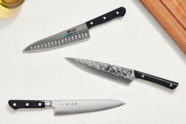 a variety of Japanese style chefs knives