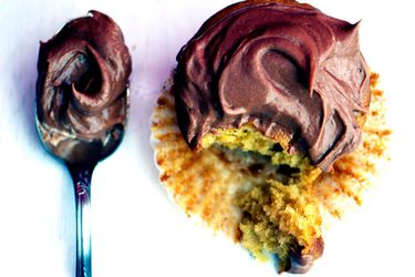 yellow squash cupcake with chocolate frosting