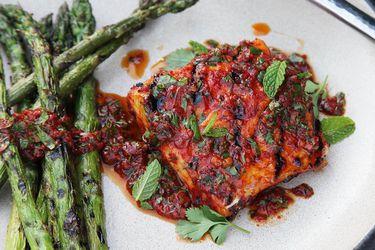 red curry marinated halibut