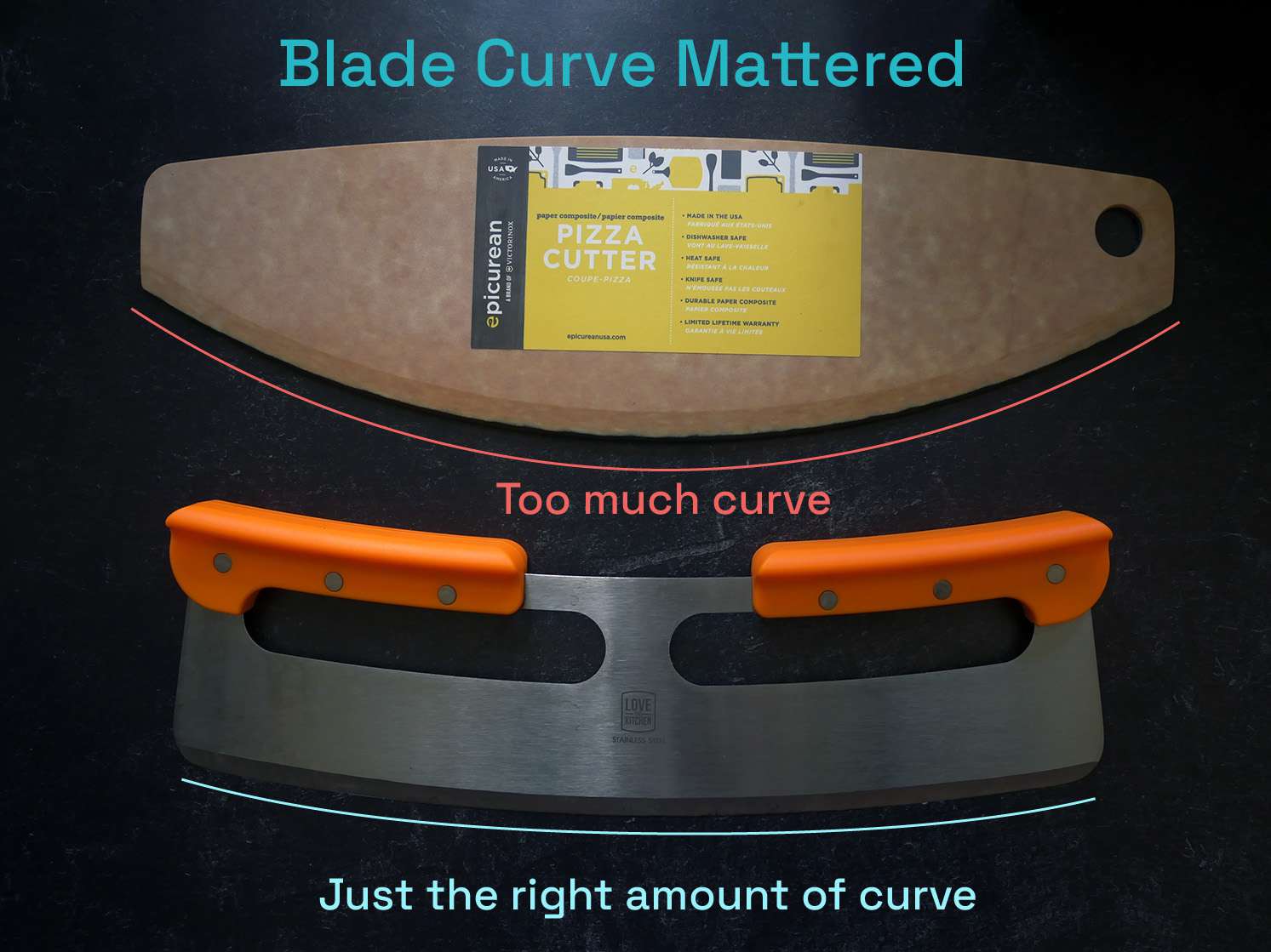 too much blade curve was not great, while just the right amount made cutting easy.