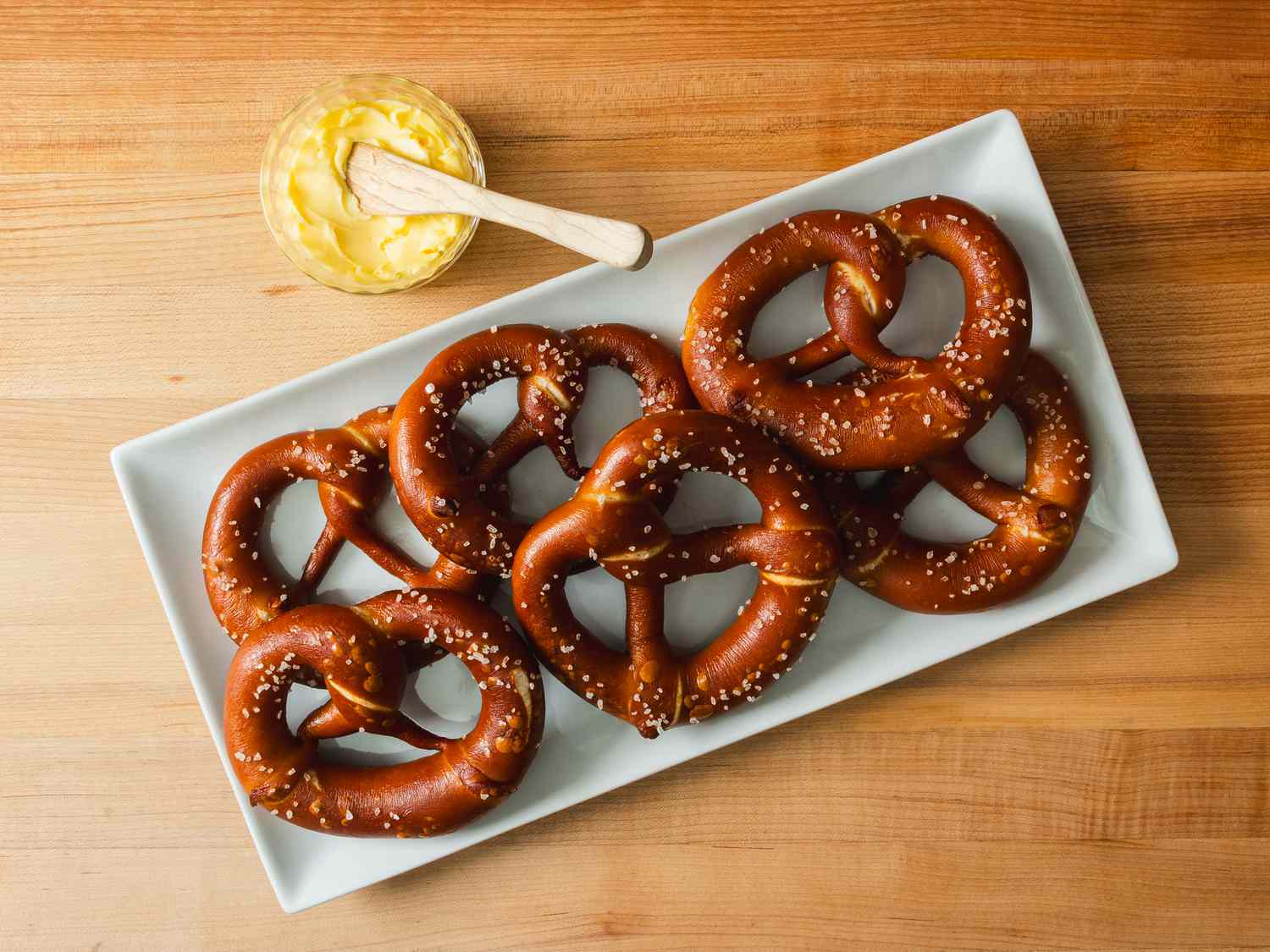 Overhead view of finished pretzels