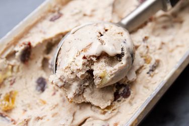 Digging into a scoop of fruitcake ice cream