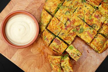 Spanish Tortilla with Broccoli, Chorizo, and Onion