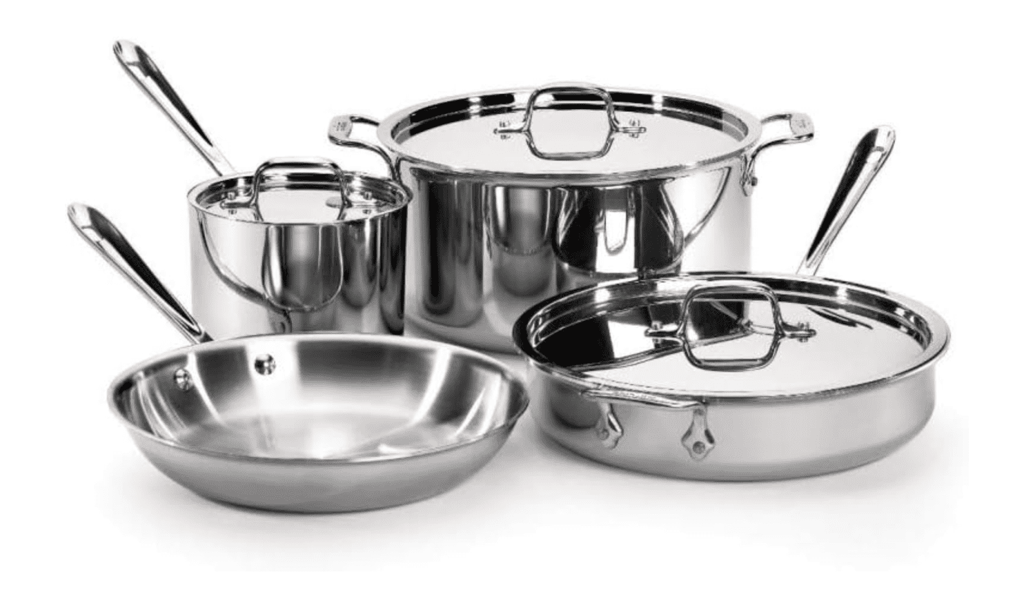 a stainless steel cookware set