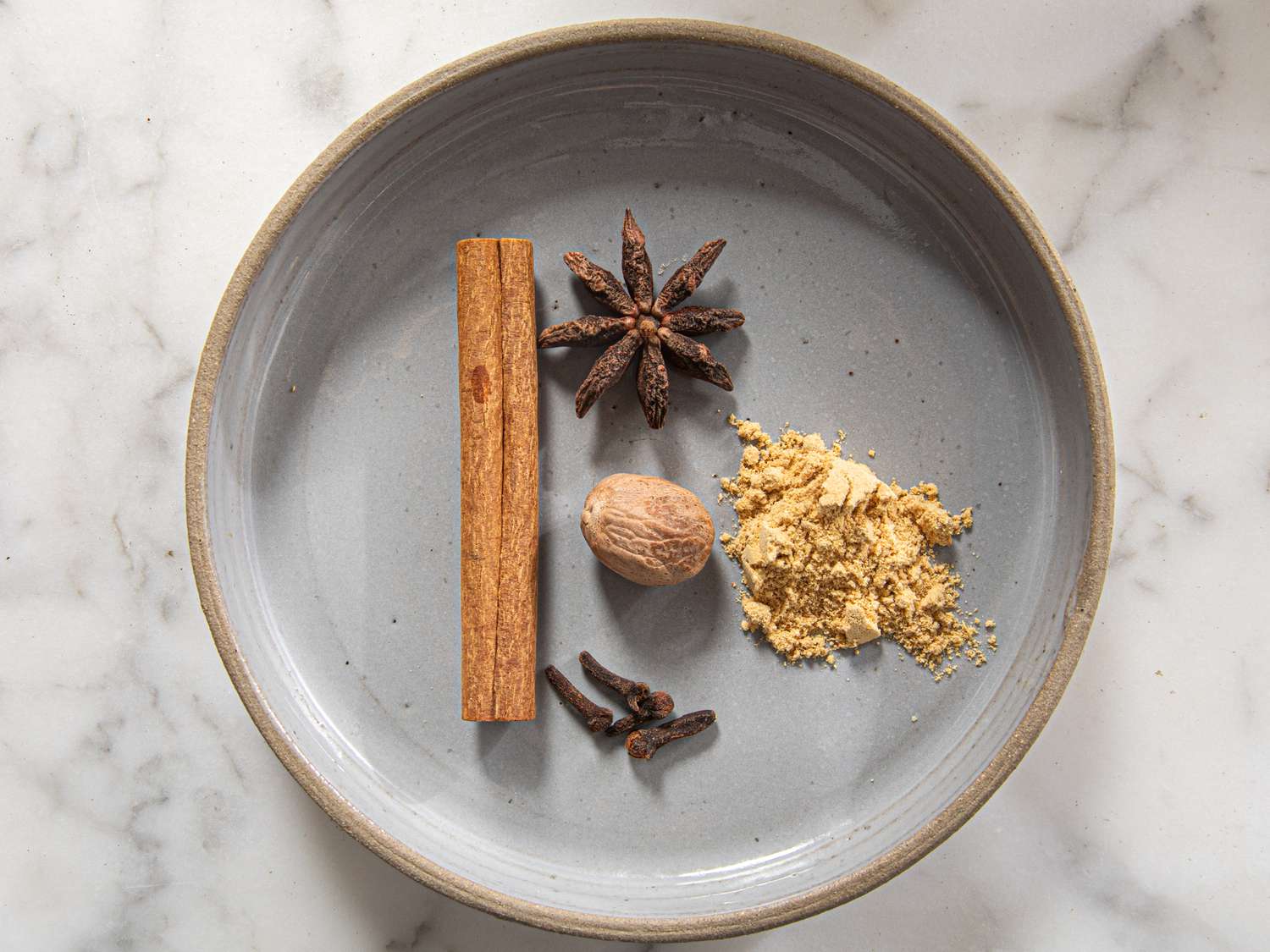 Overhead view of spices used