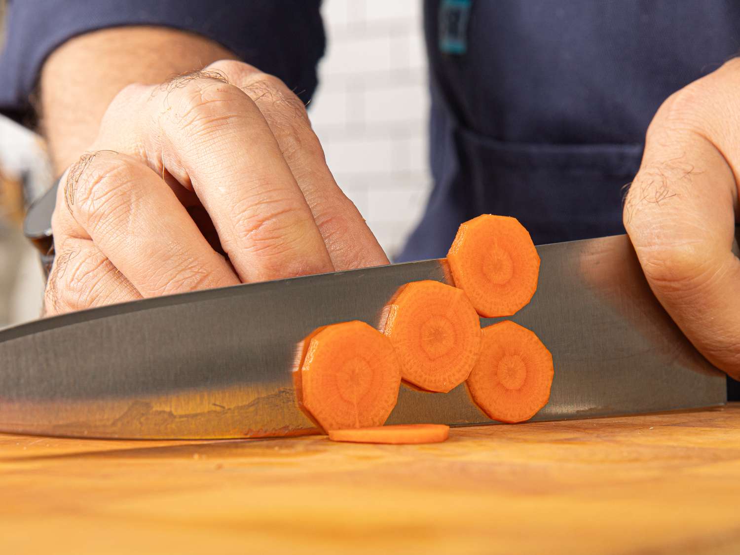 Side view of cutting rounds for carrots