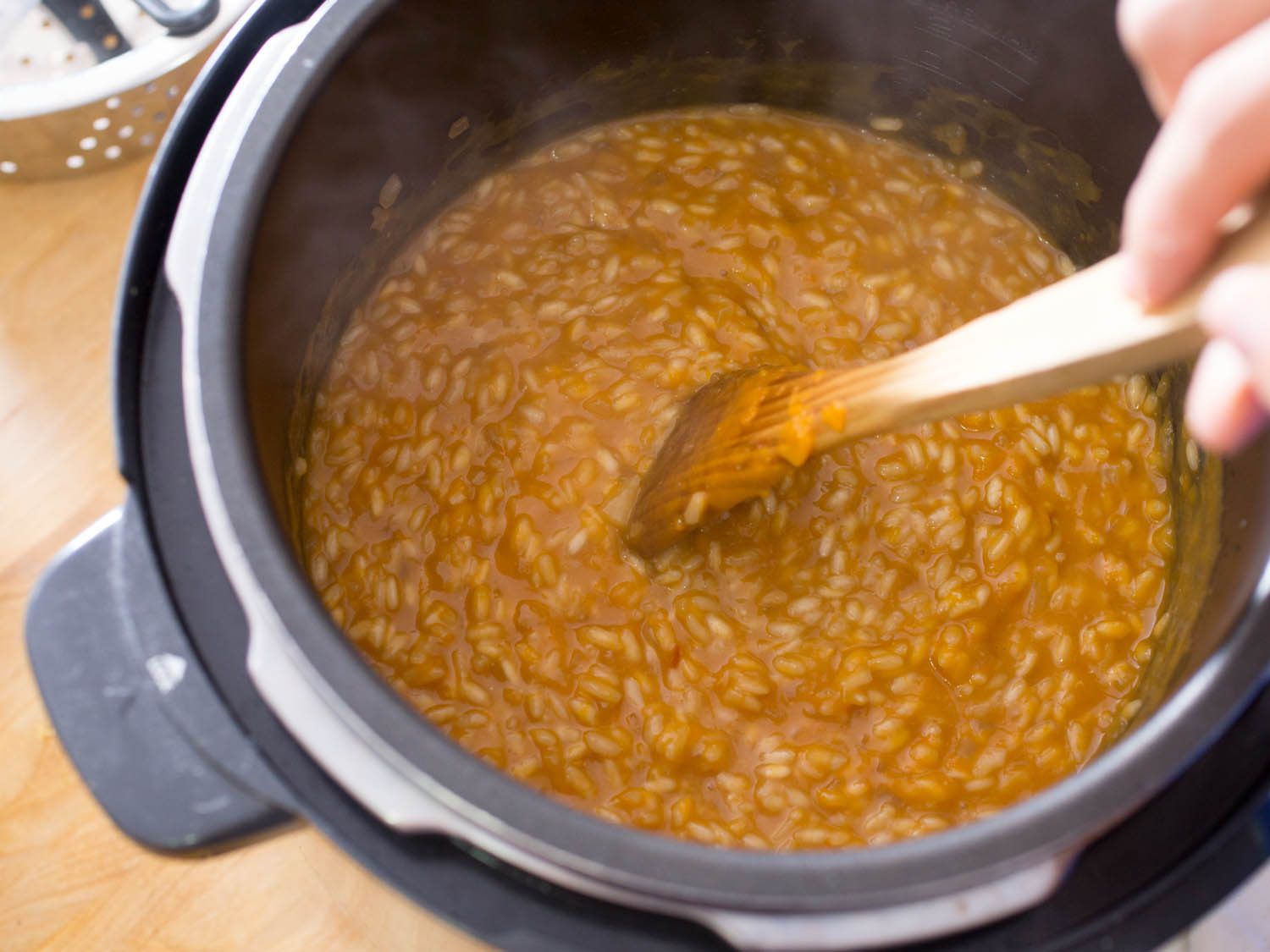 butternut squash risotto in a pressure cooker