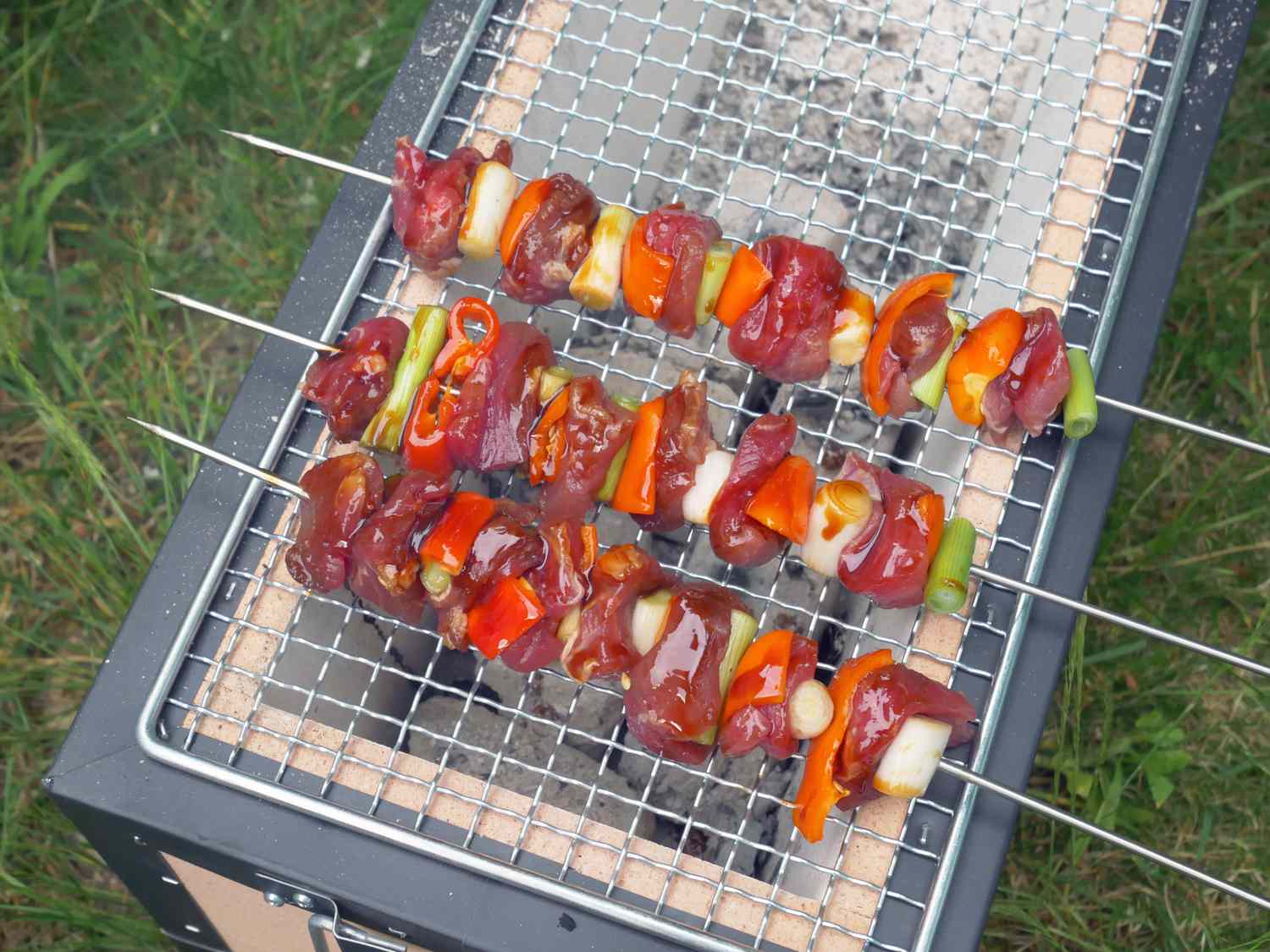 skewers on Konro grill