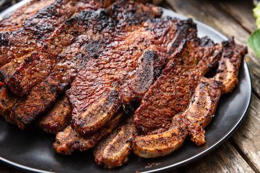 Korean grilled beef Galbi on a platter