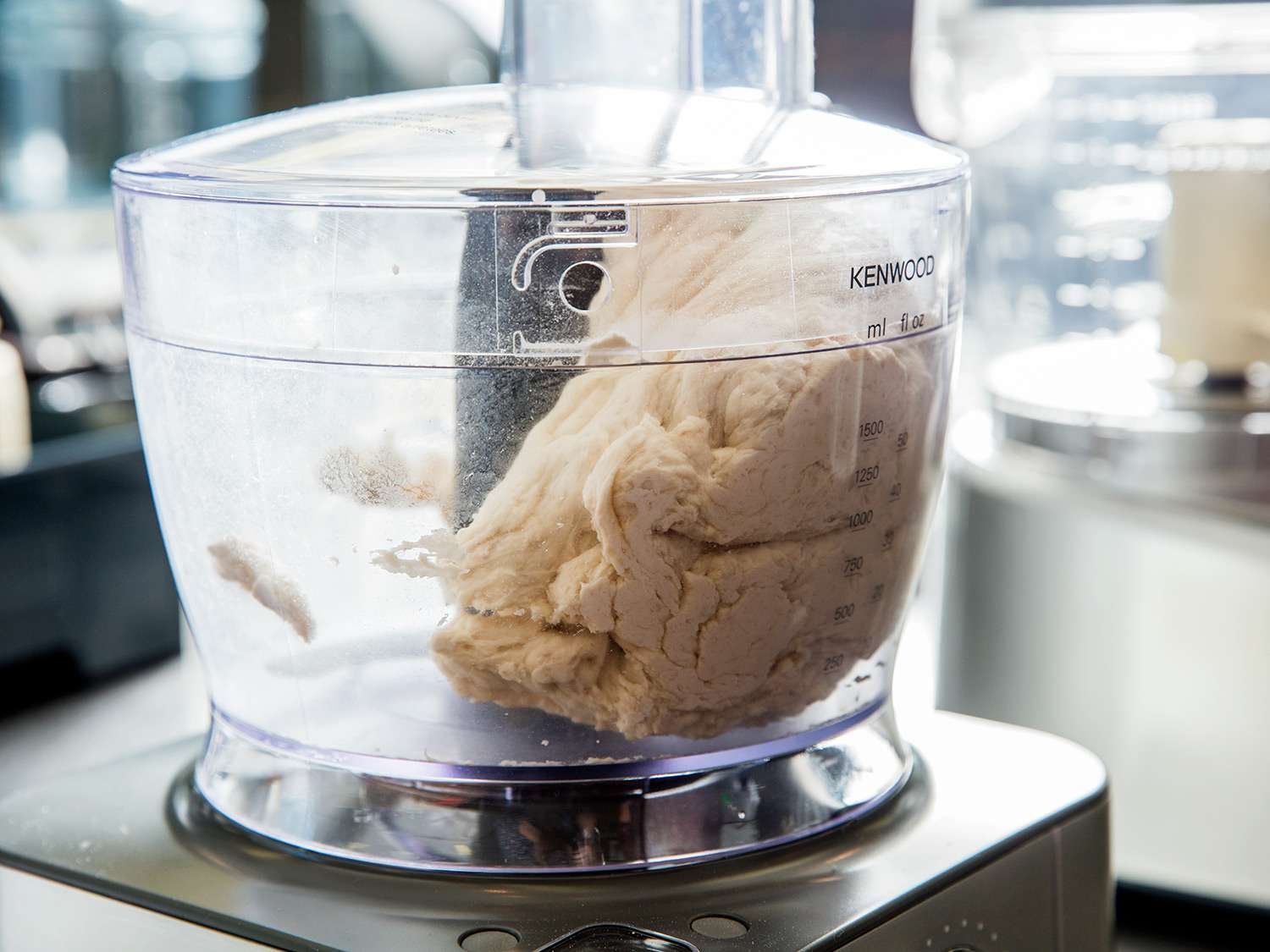 Dough in a food processor's bowl