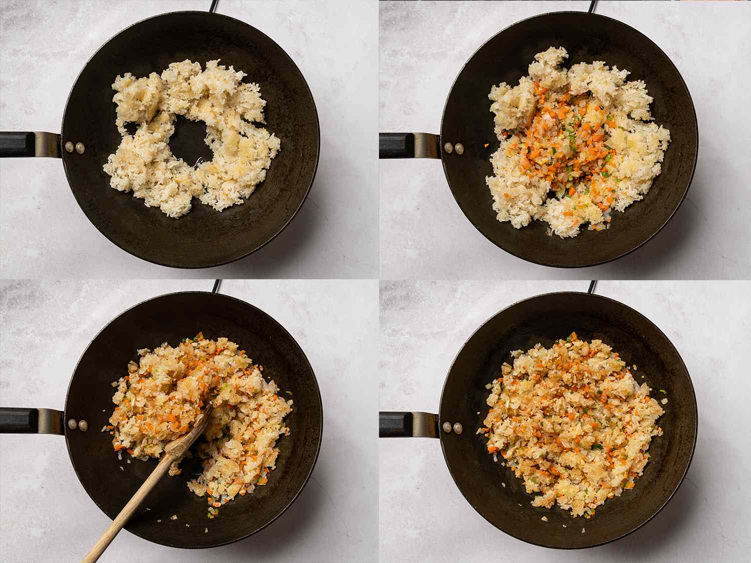 一幅拼贴画，展示了糙米和蔬菜一起拌着吃。gydF4y2Ba
