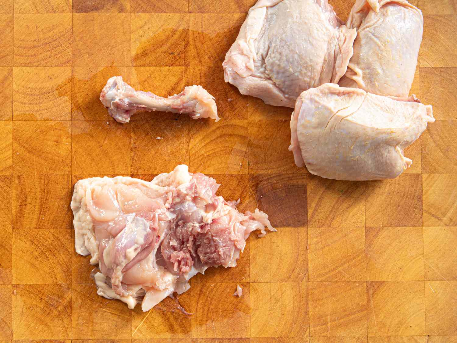 Overhead view of deboned chicken thigh