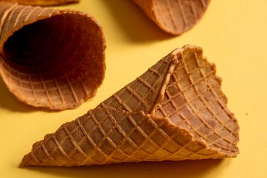 Closeup of freshly-made waffle cones.