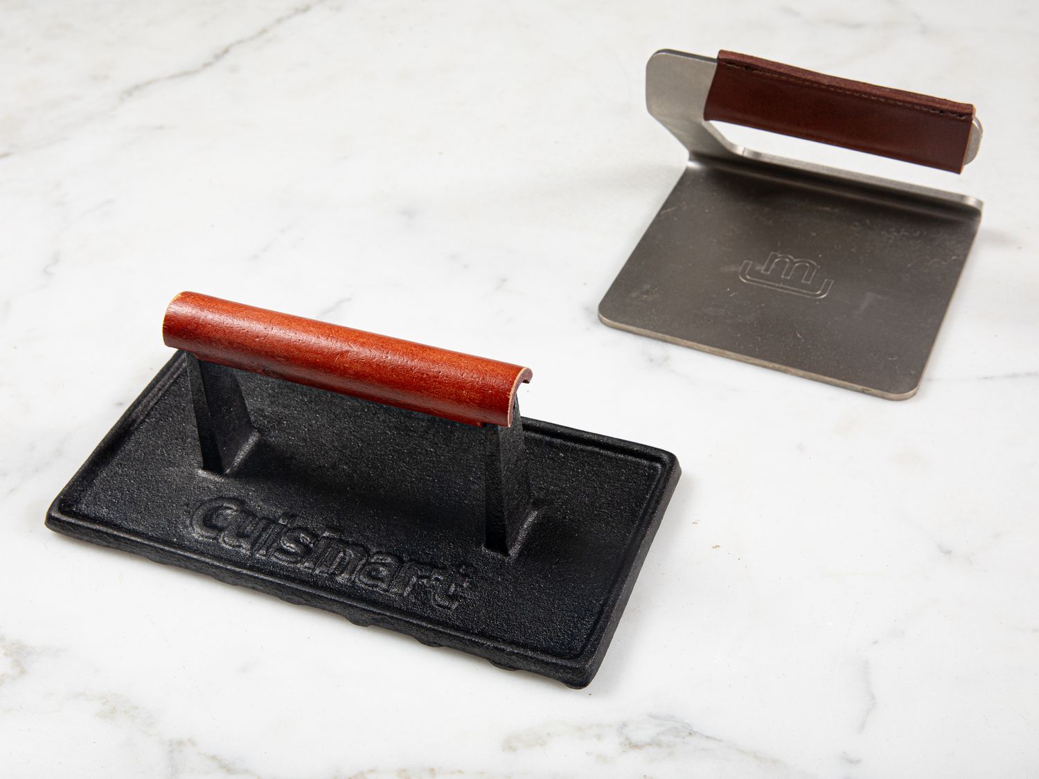 Made In and Cuisinart Grill presses on a marble surface