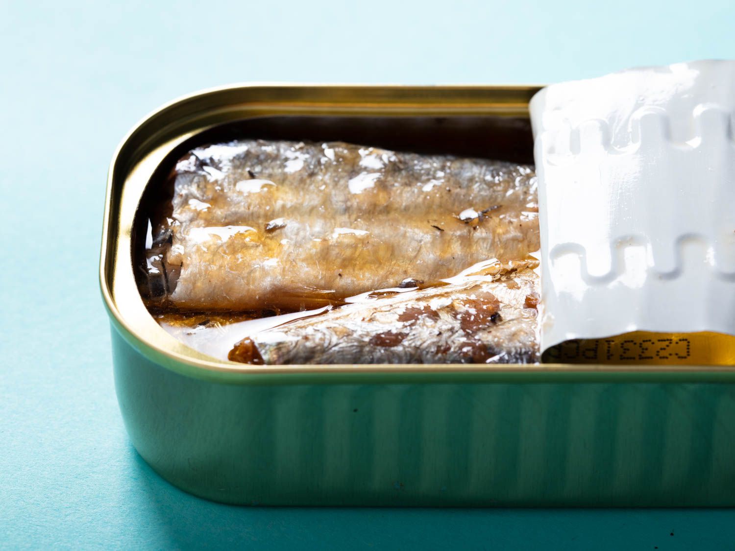 Close up of sardines in a can