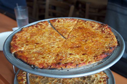A plain bar pizza at Star Tavern in Orange, New Jersey.