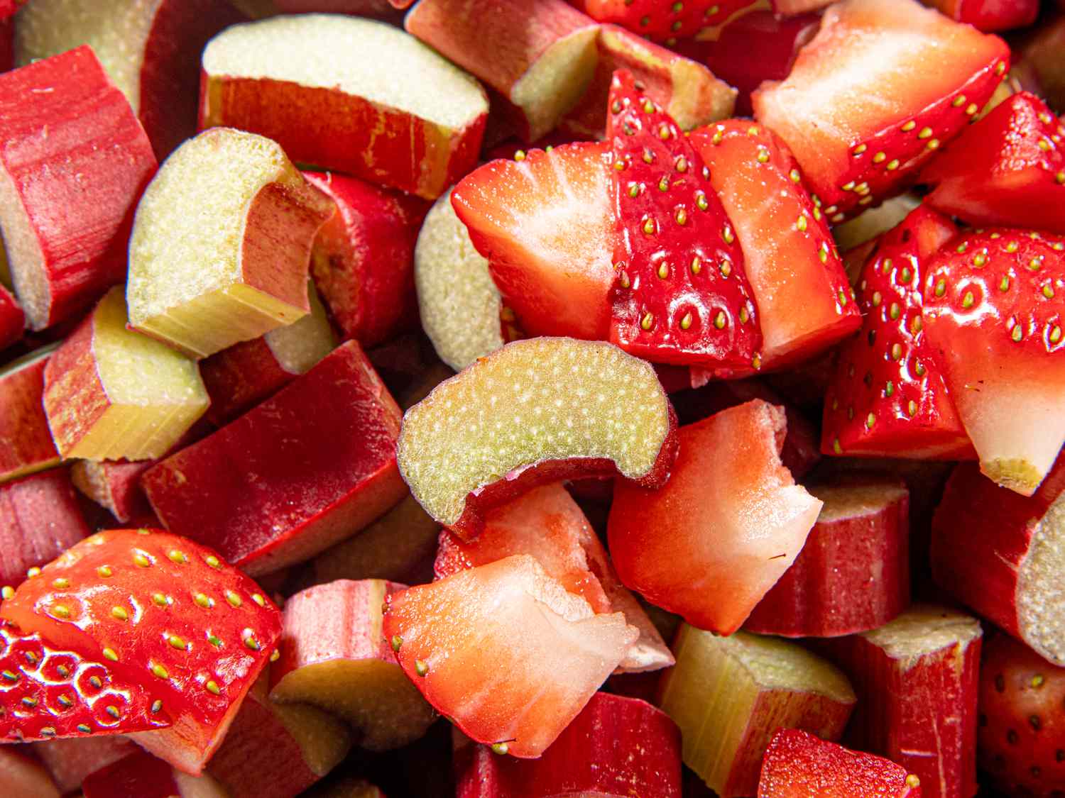 Close up of rhubarb and strawberries