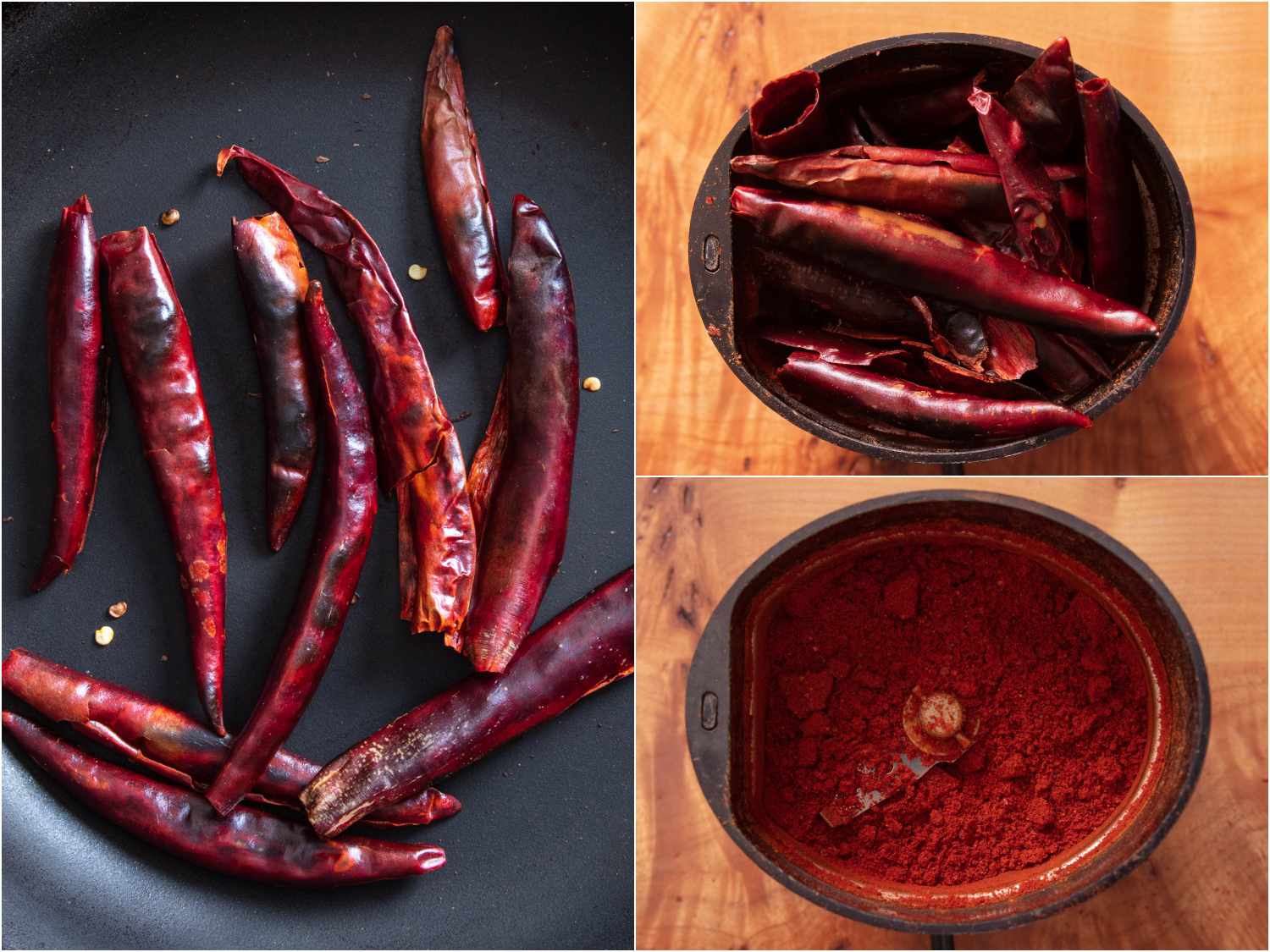 toasting dry chiles and blending
